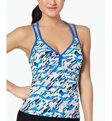 NWT Go Gossip Crossed Signals SM 102365 Racer Back Tankini Swim Top #90270