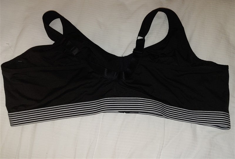NEW 42DD Comfort Choice Wirefree Seamless Bra Black Stripe #90343