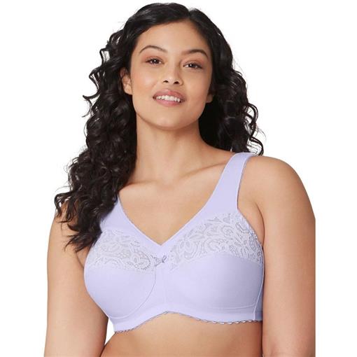 NEW Glamorise 36F Magic Lift Cotton Full Figure Wireless Bra Purple 1001 91861
