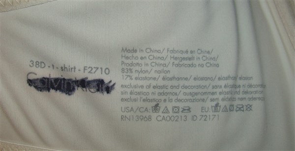 NEW Calvin Klein Contour Bra 38D Ivory F2710 #35689