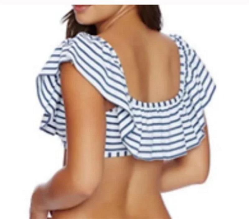 NWT Splendid L Tie Dye Stripe Bandeau Blue White Off Shoulder 93176