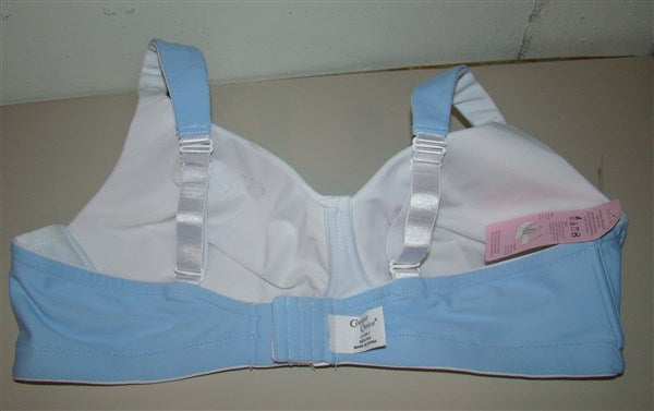 NEW Comfort Choice 40C Reversible Bra Wire Free White Blue #93257