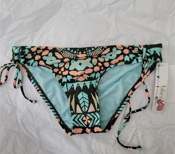 NWT Bikini Lab Folk Sun Adjustable Side-Ties Cheeky M Bikini Swim Bottoms #93357