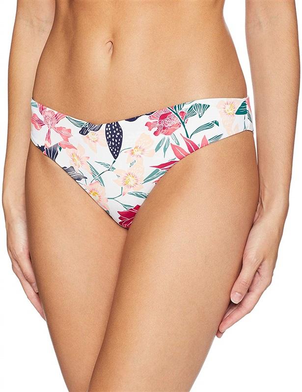 NWT Roxy Urban Waves White Floral Low-Rise M Cheeky Bikini Swim Bottoms #93374
