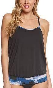 NWOT Nike Cascade Open Back Black Layered S Tankini Swim Top #93662