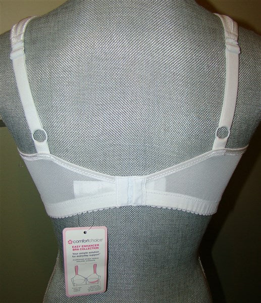 NEW Comfort Choice 40D Soft Cup Lace Bra Easy Enhancer White 93923