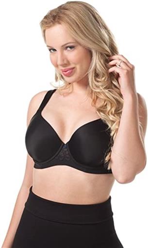 NWOT Leading Lady 42DDD Balconette Contour Underwire Bra 5214 Black Lace #94424