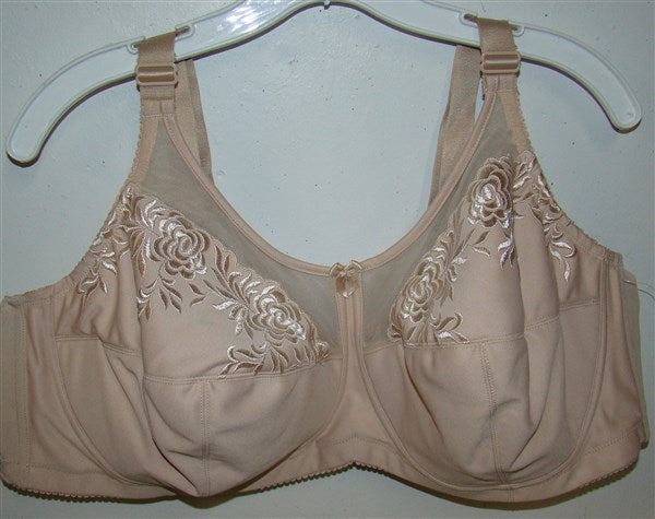NEW Elila 54B Embroidered Microfiber Soft-cup Bra 1301 Beige 94455