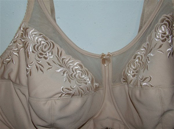 NEW Elila 54B Embroidered Microfiber Soft-cup Bra 1301 Beige 94455