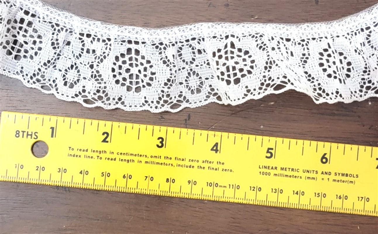 15 yds Vintage White Scallop Floral Medallion Stiff Lace Trim Ribbon L19 #94949