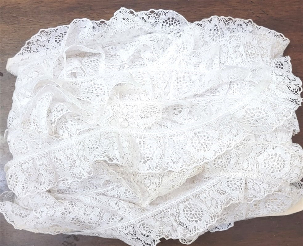 15 yds Vintage White Scallop Floral Medallion Stiff Lace Trim Ribbon L19 #94949