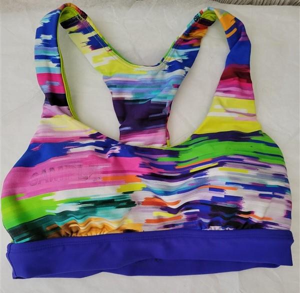 NWOT Trina Turk Recreations Rainbow Athletic Racerback M Bikini Swim Top #94956