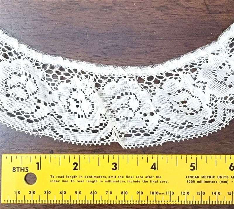17 Yds Vintage 1980's Sew Easy Ivory Flower Ruffled Lace Trim 2" Wide L23 #94957