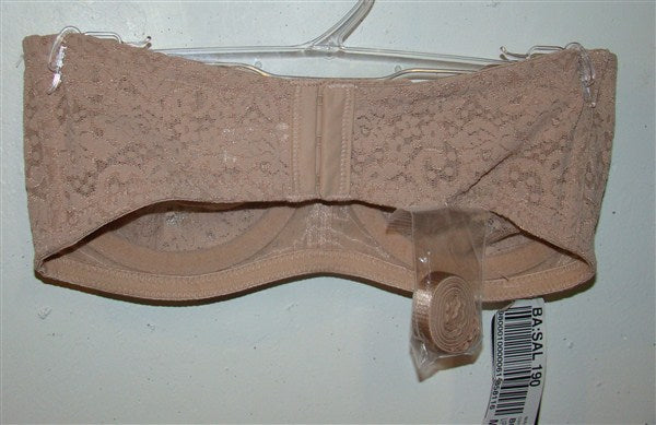 NWt Wacoal Halo Lace Strapless Bra 34C Underwire BEIGE 854205 Free Ship #95457