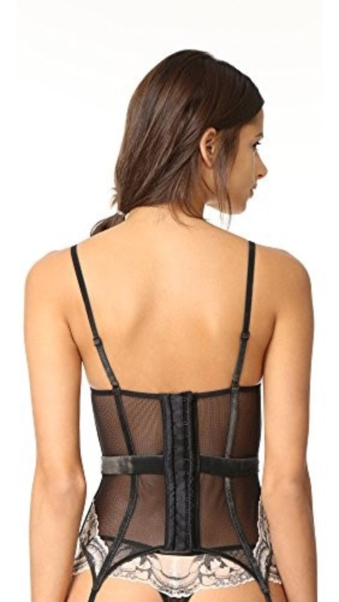 Calvin Klein CK Black 34B Label Embrace Merrywidow Corset Bra QF1624 Black #95565