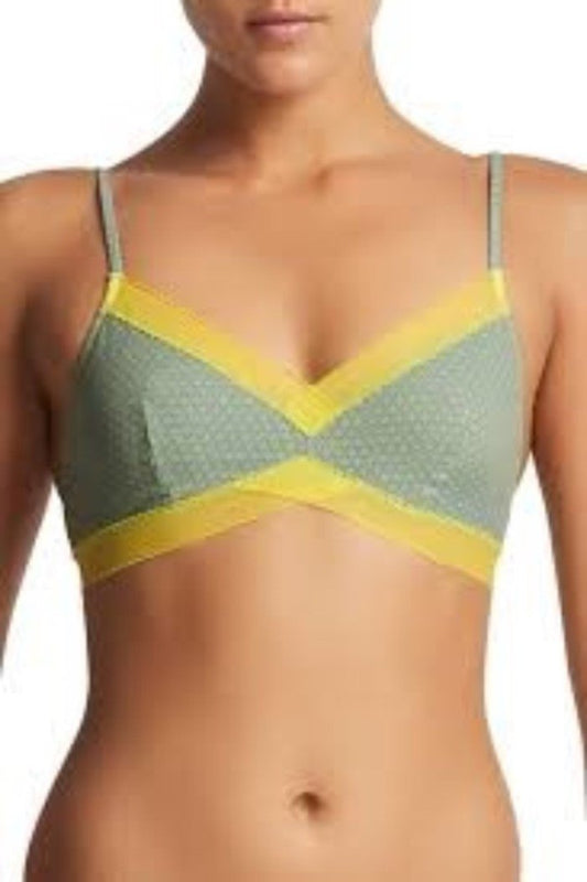 NEW Elle Macpherson S Touch Triangle Bralette EMTSC1008 Gray & Yellow #96270