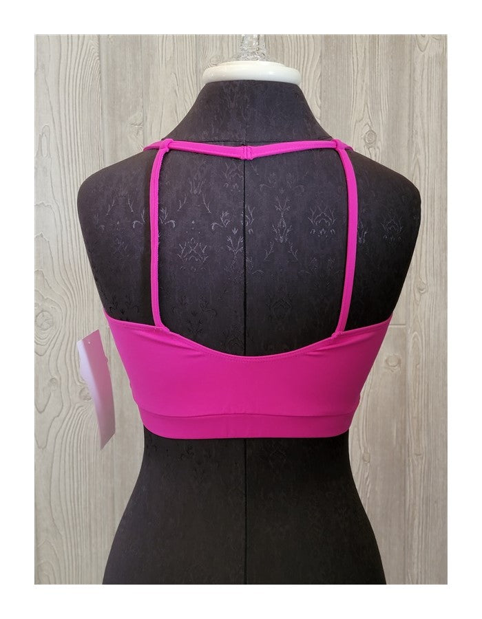 NWT Kos USA L High Performance Open Back Yoga Dance Sports Bra 7205 Pink #96770