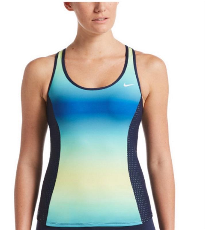 NWOT Nike M Spectrum Keyhole Back Tankini Top Swimsuit 97059