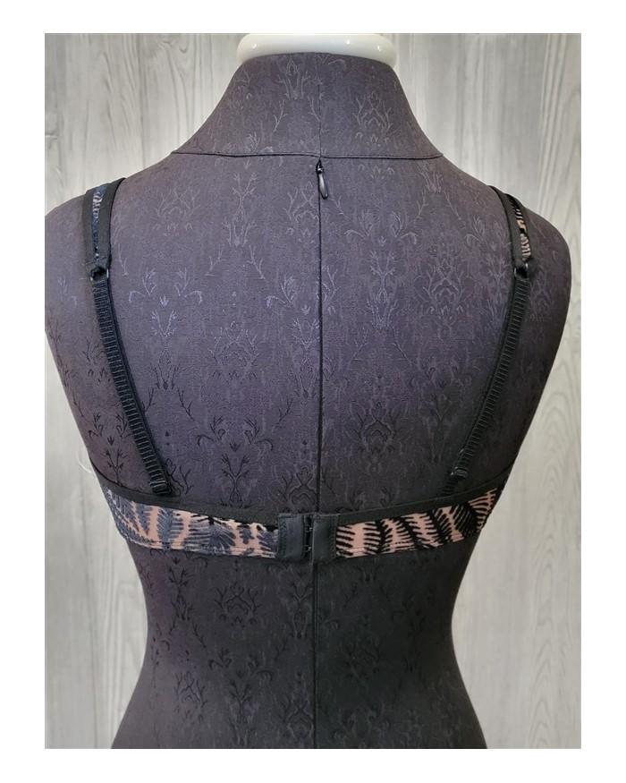 NWOT Out From Under Flocked Velvet & Mesh Triangle Bralette M Black Copper 97101