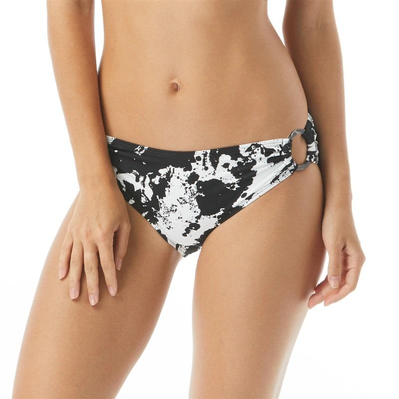NWT Carmen Marc Valvo Splash Noir M Low-Rise Bikini Swim Bottoms #97149