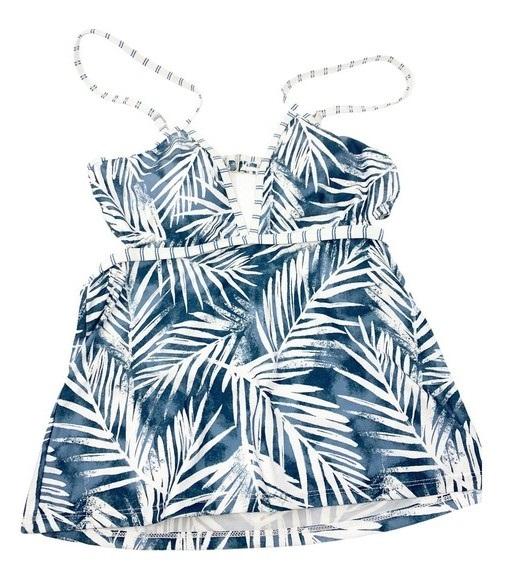 NWT Splendid Stormy Story S Palm V-Neck Halter Tankini Swim Top #97628