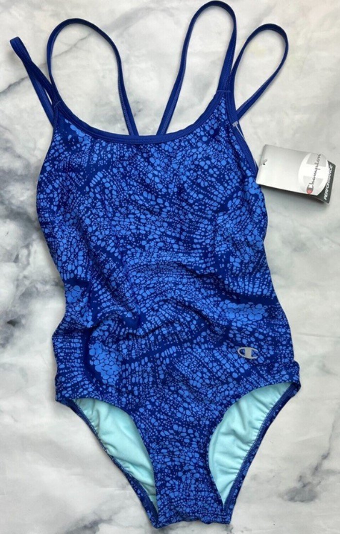 NWT Champion XS Signature Racer Multi Color Blue 1PC Swimsuit 97716