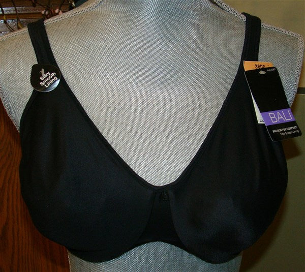 NWOT Bali 42C Passion for Comfort Underwire Bra 3383 Black #97834