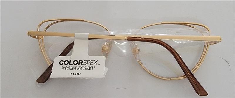 Corinne McCormack Gold Cat-eye Colorspex +1.00 Blue-light Reading Glasses #97911