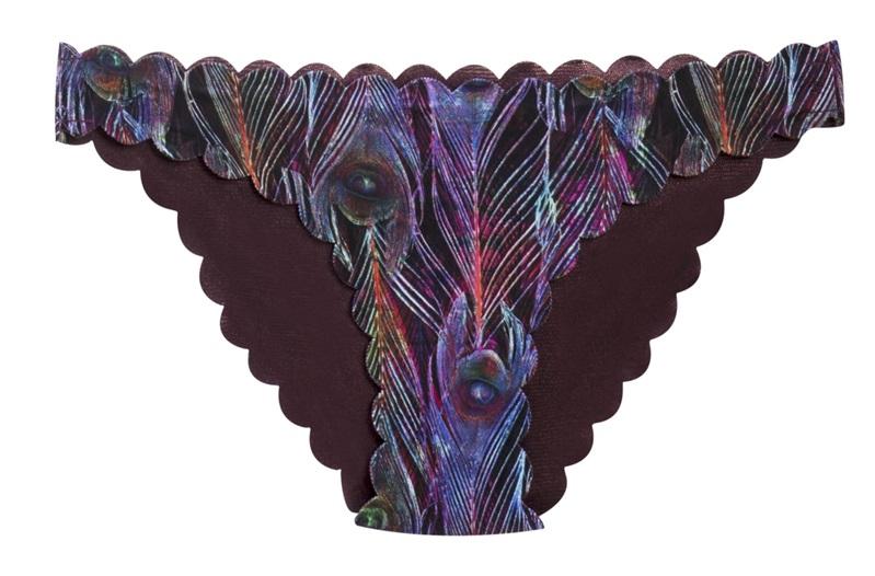 NWT Pilyq Plume L Reversible Peacock Print Bikini Swim Bottoms #97994