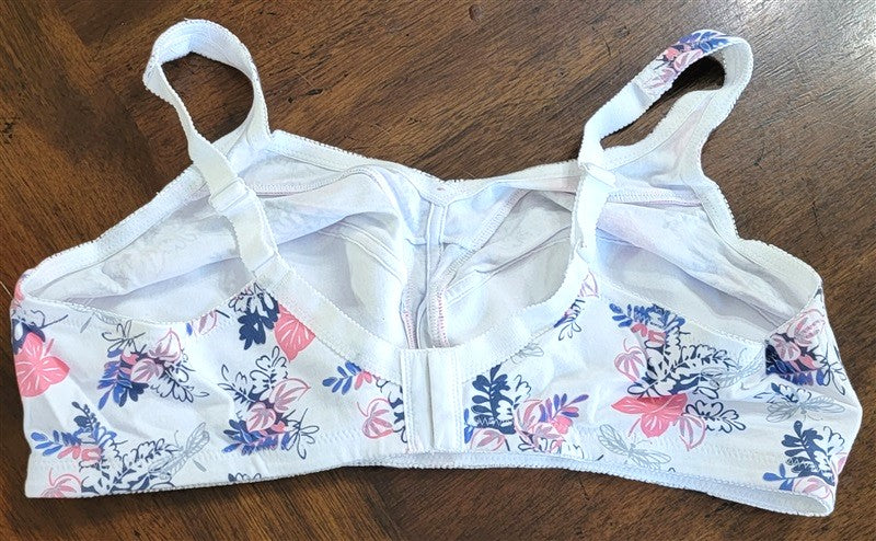 NEW Comfort Choice 42C Soft Cup Full Coverage Wire Free Pink Navy Fern Bra 98002