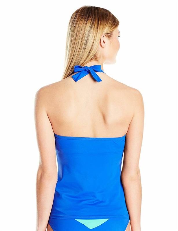 NWT Nautica XS Shades of The Sea Color Block Strap Front Halter Tankini 98359