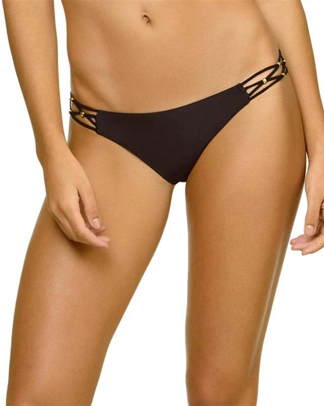 NWT Pilyq M Midnight Gold Strappy Braided Halter Top Bikini Swim Bottoms #98519