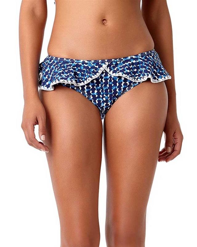 NWT Anne Cole Studio S FLOUNCE AROUND BIKINI BOTTOM Blue White 98616