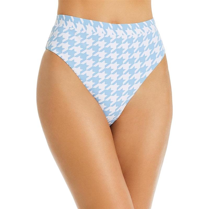 NWT Aqua L OASIS Voyage High Leg Waist Bikini Swim Bottom Houndstooth 98620