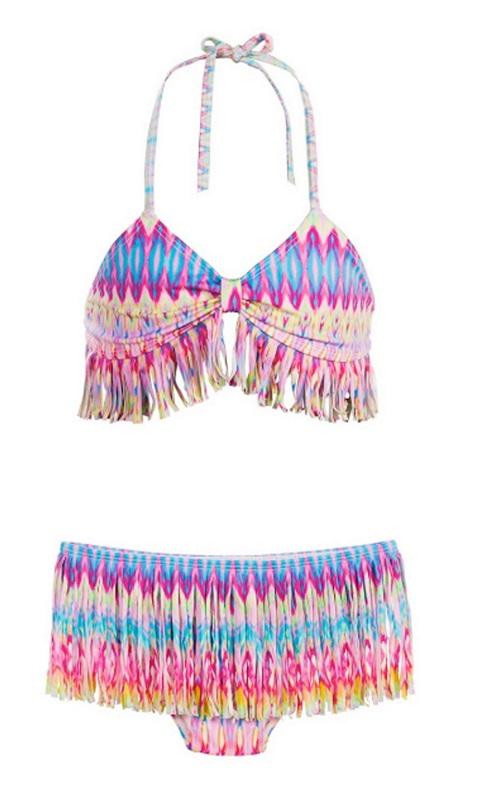 NWT PIlyq 2 Girls MOOREA FRINGE SKIRT BIKINI SET 98651