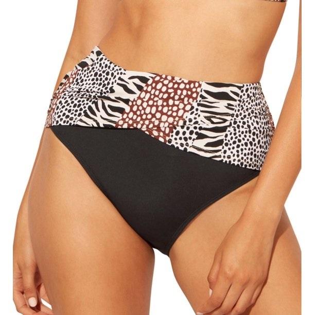 NWOT Into The Bleu Animal Print Banned SZ 12 Fold-Over Bikini Swim Bottom #98668