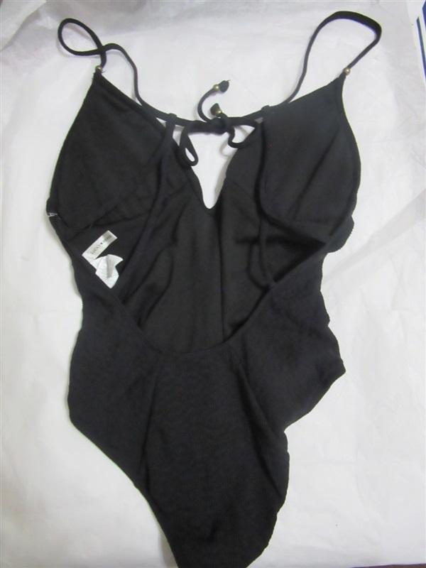 NWOT Lucky Brand Black Shoreline L Textured One-Piece Swimsuit #98510