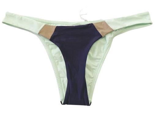 NWOT PIlyq Mint L Color Block Ruched Cheeky Bikini Swim Bottom #98704