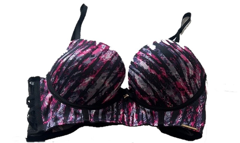 NWT BCBG Max Azria 34C Purple Pink Black Underwire Bra 98712