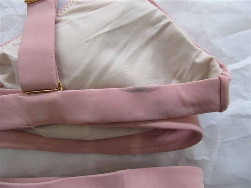 NWTD Pilyq S Rose Gold Riviera Top & Strappy Bottom Swimsuit Pink 98736