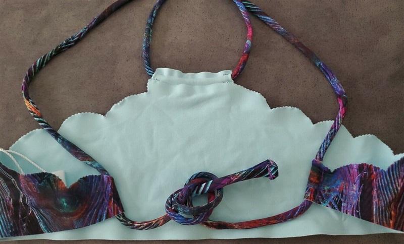 NWT PIlyq 4 Girls Peacock Plume Reversible High Neck Bikini Set 98783