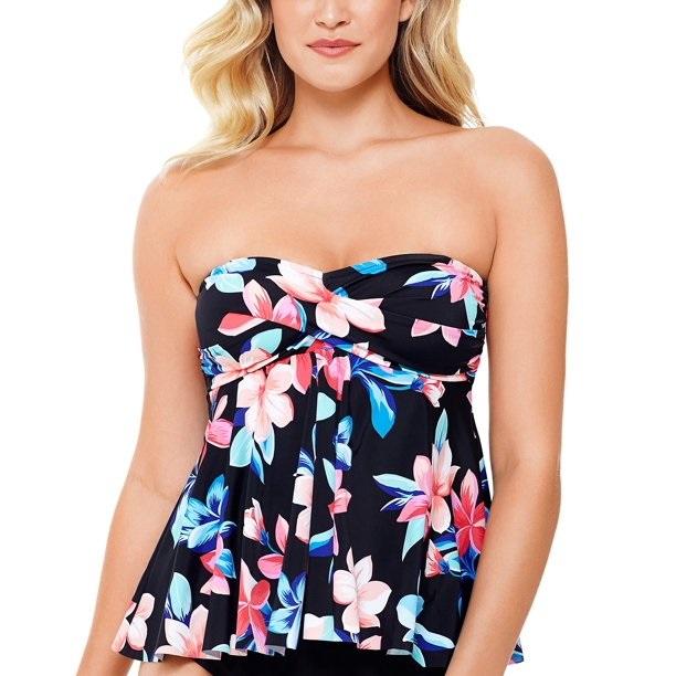NWT Swim Solutions 12 Flyaway Lani Floral Tankini 1PC Swimsuit 98799