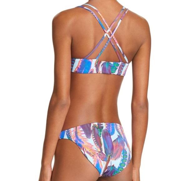NWT Pilyq M Utopia Reversible Feather Cheeky Bikini Top 98816