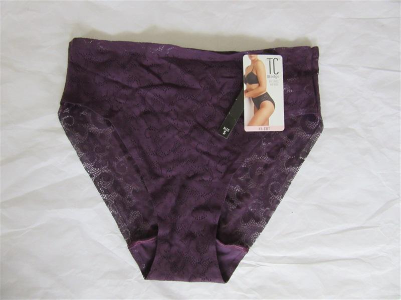 NWT 3 TC Fine Intimates S Wonderful Edge All Over Lace Hi-Cut Panty Purple 98980