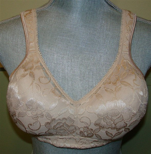 NWOT Playtex 36B Bra 18 Hour Smooth 'n Stylish Lace Full-Figure 4716 Beige 99199