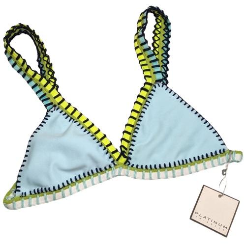 NWT Pilyq Platinum Pebble D Cup Crochet Trim Triangle Bikini Swim Top #99207