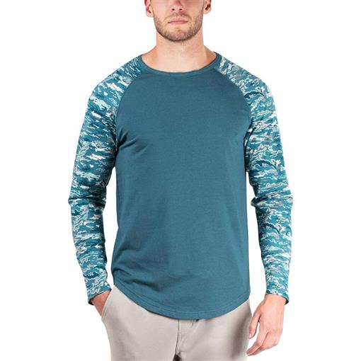 NWt Natori L Mens Kaede Animal Print Raglan Crewneck Pajama T-Shirt Blue 99236