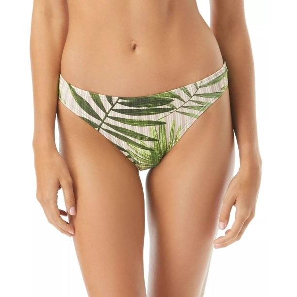 NWT Vince Camuto Pink Palm L Full Mid-Rise Bikini Swim Bottom #99381