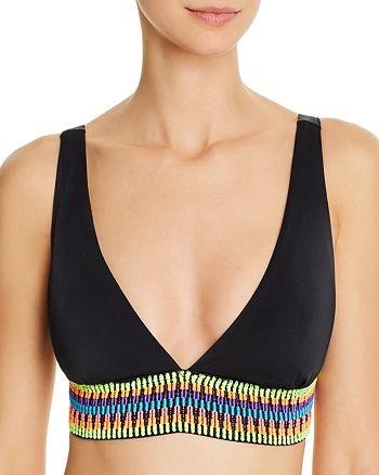 NWT Peixoto Charlie Rainbow M Banded V-Neck Triangle Bikini Swim Top #99484