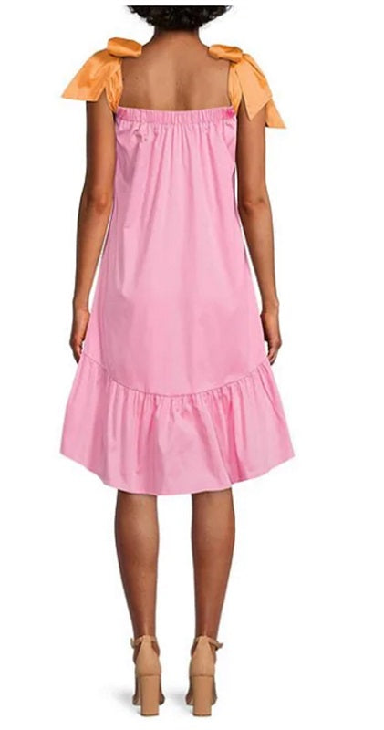 NWT x Kimberly Whitman 4 Caroline Square Neck Bow Tie Shoulder Sundress 99520
